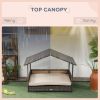 Wicker Dog House with Removable Cushion Lounge, Khaki
