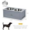 PawHut Elevated Dog Bowls with Storage, 2 Stainless Steel Bowls, for Medium Dogs, Gray