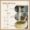 Floor to Ceiling Cat Tree, Cat Climbing Tower with Platforms, Bed, Hammock, Scratching Posts, Toy Balls, Beige