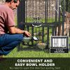 Welded Wire Outdoor Dog Kennel with 360° Rotating & 4 Levels Adjustable Bowls, Waterproof Cover, 7.9' x 4' x 6'