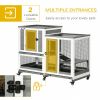 Three Story Wooden Rabbit Cage Bunny Hutch, Gray
