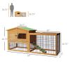 2 Level 59" Outdoor Rabbit Hutch with Openable Top, Yellow