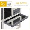 Indoor Rabbit Enclosure, 48" Weatherproof Wooden Rabbit Hutch, with Slanted Asphalt Roof & Fun Outdoor Run for Bunnies & Ferrets - Gray