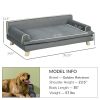 Dog Bed, Large Dog Couch with Washable Cover, Wooden Legs, Elevated Fancy Foam Pet Sofa for Medium & Large Breeds, Gray