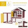 48" Wooden Rabbit Hutch Bunny Cage with Waterproof Asphalt Roof, Fun Outdoor Run, Removable Tray and Ramp, Brown