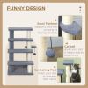 4 Step Cat Tree Stairs with Cat Scratching Post, Jumping Platform, Toy Ball, Grey
