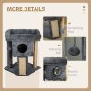 Cat Tree, Small Cat Tower with Perch, Scratching Post, Cat Condo, Toy Ball for Kitty, Indoor Use, Dark Grey