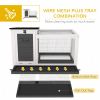 Wooden Rabbit Hutch with Pull-Out Tray, Asphalt Openable Roof, Small Animal Cage on Wheels with Run, Grey