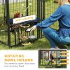 Outdoor Dog Run with Adjustable & Rotatable Dog Bowls, Sun-Shade Cover, for Small and Medium Dogs, 4.6' x 4.6' x 3.7'