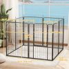 39" Dog Playpen Indoor Outdoor, Portable Foldable 8 Panels Pet Playpen with Door & Strap for Large Dogs