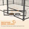6.9' x 4.6' x 5' Outdoor Dog Kennel with Canopy, Rotating Bowls, Coffee