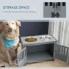 PawHut Dog Food Storage Cabinet with Bowls & Dog Feeding Station, Gray