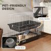 2-Tier Small Animal Cage with 2 Doors, Trays, Dish, Bottle, and Ramp for Bunny, Ferret, Chinchilla, Black