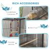 Pawhut Metal Bird Cage with Stand for Parrots, Lovebirds, Finches, Gray