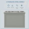 PawHut Raised Dog Feeding Station with 2 Stainless Steel Bowls and Storage for Large Dogs and Other Large Pets Gray