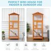 65" Outdoor Wooden Birdcage Aviary with Pull Out Tray 2 Doors, Orange