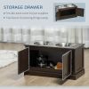 Elevated Dog Bowls with Storage, Two Stainless Steel Bowls for Large Dogs, Coffee