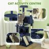 54" Cat Tree, Multi-Level Cat Tower with Scratching Posts, Cat Condos, Bed, Platforms, Ramp, Toy Ball, Dark Blue