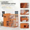 76" Catio Outdoor Cat Enclosure with Cat Condo, Jumping Platforms, Ladder, Ramps, Hammock for 2-3 Indoor Cats, Orange