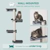 Wall-Mounted Cat Shelf with 4 Platforms and 3 Scratching Posts, Cat Wall Climber for Climbing and Lounging, Light Grey