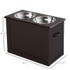 Elevated Dog Bowls for Large Dogs with Storage 2 Stainless Steel Dog Bowls, Elevated Base for Large Dogs, Coffee