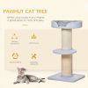Cat Tree Kitty Tower with Sisal Mat Scratching Post, Cat Bed, Cushion, Perch, 18" x 18" x 36", Light Blue