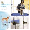 Adjustable Dog Grooming Table with 2 Safety Slings, Storage Basket, Blue