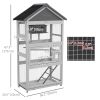 Wooden Bird Cage with Perches, Bird House, Ladder, Slide-Out Tray for Finches, Parakeets, Small Birds, Grey