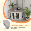 Dog Crate Furniture with Cushion, 41 Inch Corner Design Dog Crate End Table for Medium Dogs, Multi Colour
