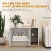 Cat Litter Box Enclosure, Hidden Cat Litter Box Furniture with Scratching Board, 31.5" x 19" x 20", White
