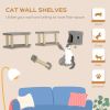 Wall Mounted Cat Shelves with Scratching Post, Ladder, Condo, Jumping Platforms, Light Grey