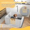 Whelping Box for Dogs with Retractable Light Stand, Waterproof Pad, Rail, Adjustable Height Door, 41" x 39"