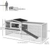 Wooden Rabbit Hutch Guinea Pig House with Removable Tray, Openable Roof, Trough, Run for Tortoises and Ferrets, Grey