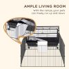 Metal Small Animal Cage, Rabbit Cage for Guinea Pig Chinchilla Hedgehog Bunny with Removable Wheels and Foldable Detachable Run Fence