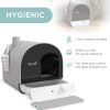 Cat Litter Box with Lid, Removable Tray, Scoop, Filter, Light Grey