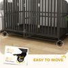 49" Heavy Duty Steel Dog Crate Kennel Pet Cage with Wheels for Convenient Access Anti-Pinching Floor, Black