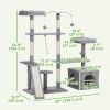 53" Cat Tree, Cat Tower with Scratching Posts, Cat Condo, Beds, Platforms, Toy Balls for Indoor Cats, Light Grey