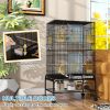 43" Bird Cage with Rolling Stand, Toys, for Budgies Canaries Black