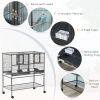 Large Double Rolling Metal Bird Cage Bird House w/ Removable Tray Storage Shelf