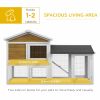 58" Wooden Rabbit Hutch with Run, Removable Tray, Asphalt Roof, Lockable Doors and Ramp, Nature Wood