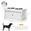 Large Elevated Dog Bowls with Storage Drawer Containing 11L Capacity, Raised Dog Bowl Stand Pet Food Bowl Dog Feeding Station, White
