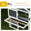 58" Wooden Rabbit Hutch with Run, Removable Tray, Asphalt Roof, Lockable Doors and Ramp, Gray