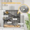 4 Tier Hamster Cage with Deep Tempered Glass Bottom, Running Wheel, Hut, Water Bottle, Food Dish, 31" x 19" x 31.5"
