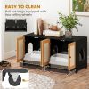 Cat Litter Box Enclosure w/ 2 Cabinets, Scratching Mats & Trays for 2 Cats or Kittens, Black