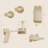 4pc Corner Design Cat Wall Shelf with Scratching Post, Scratching Board, Perches, Cat Wands & Toy Ball, Beige