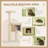 PawHut 3-Level Morden Cat Tree with Scratching Posts, Cat Tower Fun Cat Badminton Toy for Playing, Soft Cushions, & Play Areas