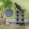 Pawhut Cat Scratching Post 25 4-Step Carpeted Pet Stairs High Beds Sofas Cat Furniture with Toy Gray