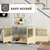 43" Dog Crate Furniture with 3 Doors, Removable Tray, for Extra Large Medium Small Dogs, Indoor Use, White