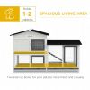 62" Rabbit Hutch, Wooden Bunny Hutch, Guinea Pig Cage, Small Animal Enclosure with Run Area, Removable Tray, Asphalt Roof, Lockable Doors and Ramp