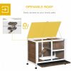 Fir Wood Rabbit Hutch Indoor Home with a Living Room for Sleeping Run Area